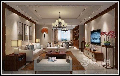 南昌国贸天琴湾小区三居室简约中式风格装修设计